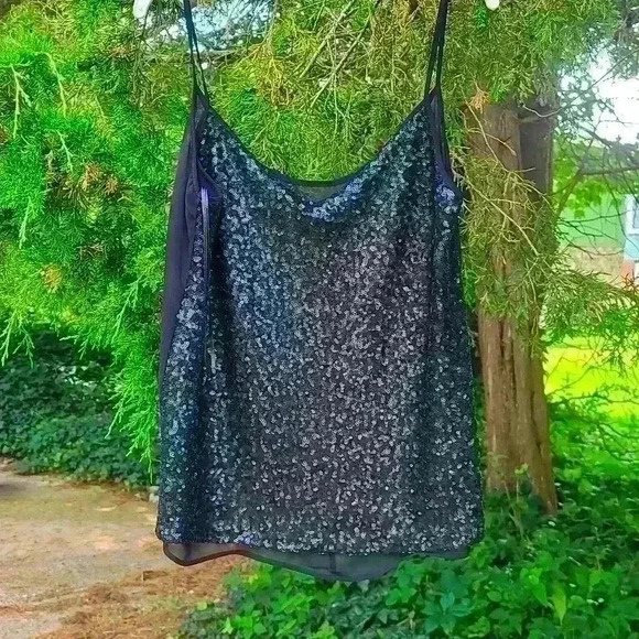 zara NWOT black sequins top  size xs - Picture 1 of 10